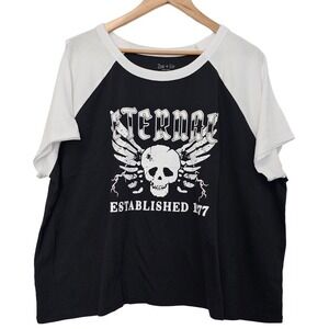 Zoe and Liv Eternal Est 1977 Shirt Womens 3X Plus Size Black White Graphic Tee